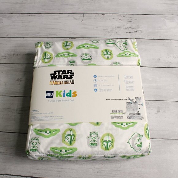 Star Wars Mandalorian Twin Sheet Set Kids Bedding Baby Yoda Grogu - Picture 5 of 6